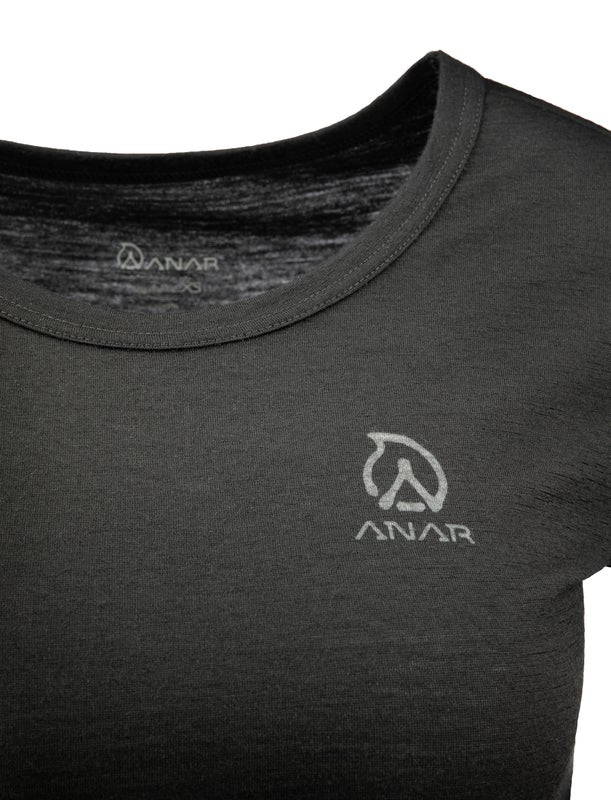 Anar Galda Damen-T-Shirt aus Merinowolle, Schwarz